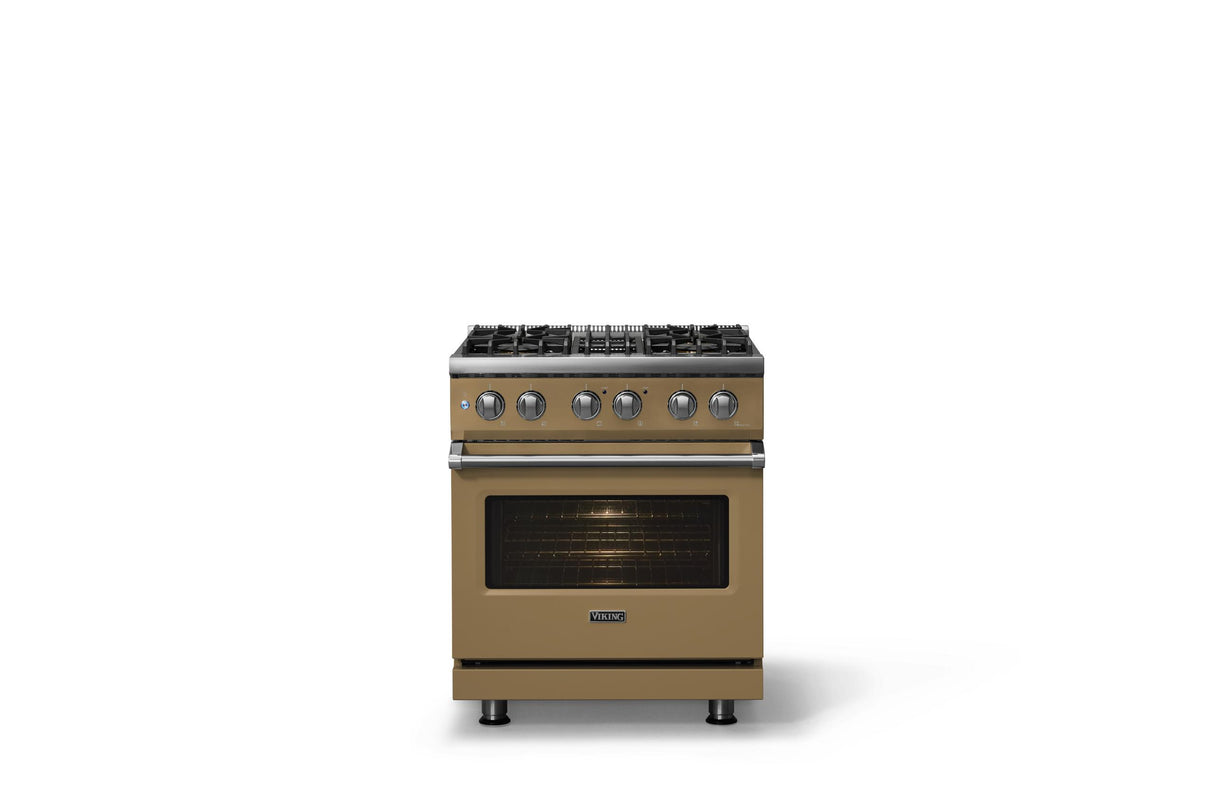 30"W. Dual Fuel Range (Finish: Golden Hour, Trim: Polished Chrome, Fuel: Natural Gas)