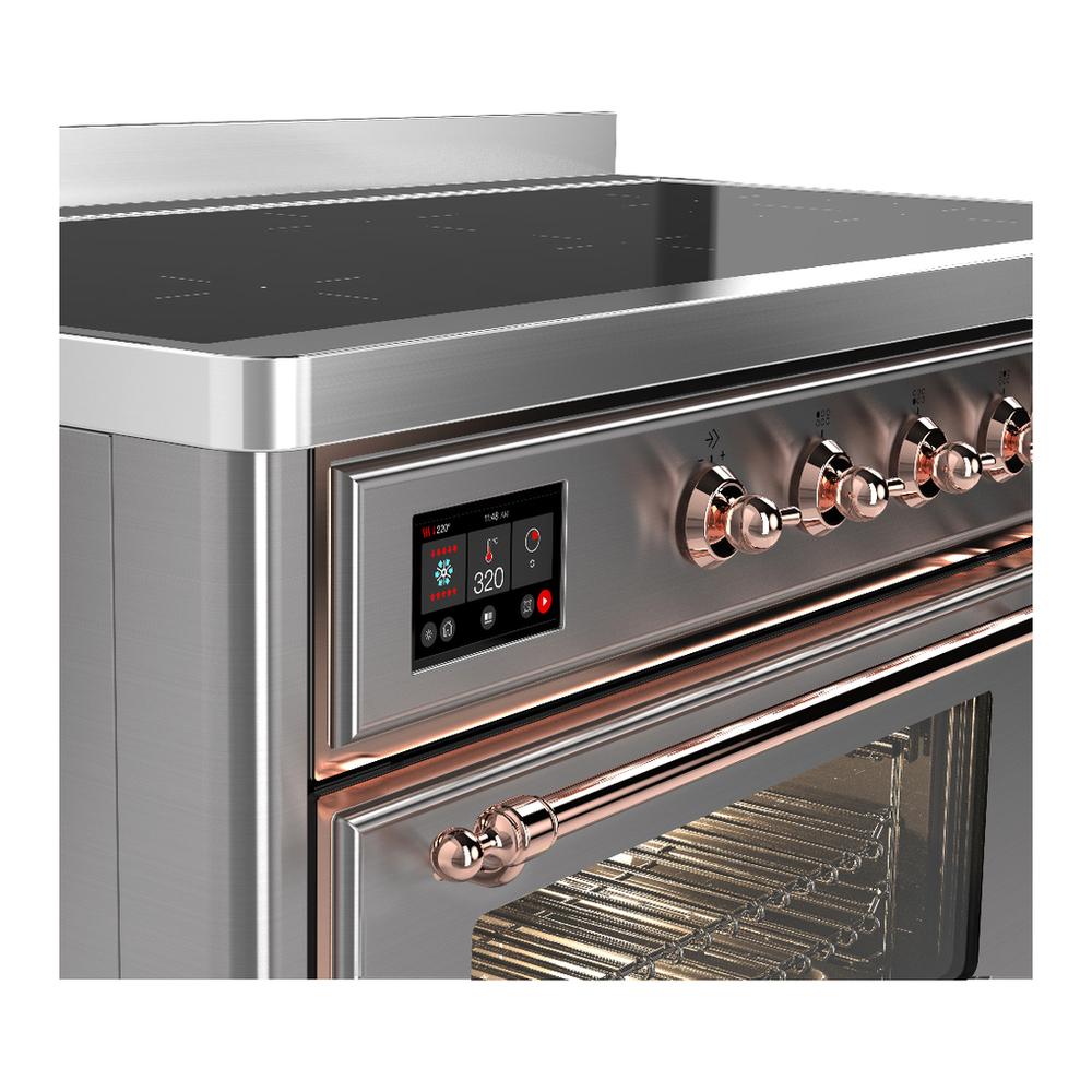 ILVE UMIB48NR3SSP Majestic III 48 inch Induction Range with 6 Elements, 5.02 cu. ft. Total Oven Capacity (Triple Glass Door, Stainless Steel, Copper)