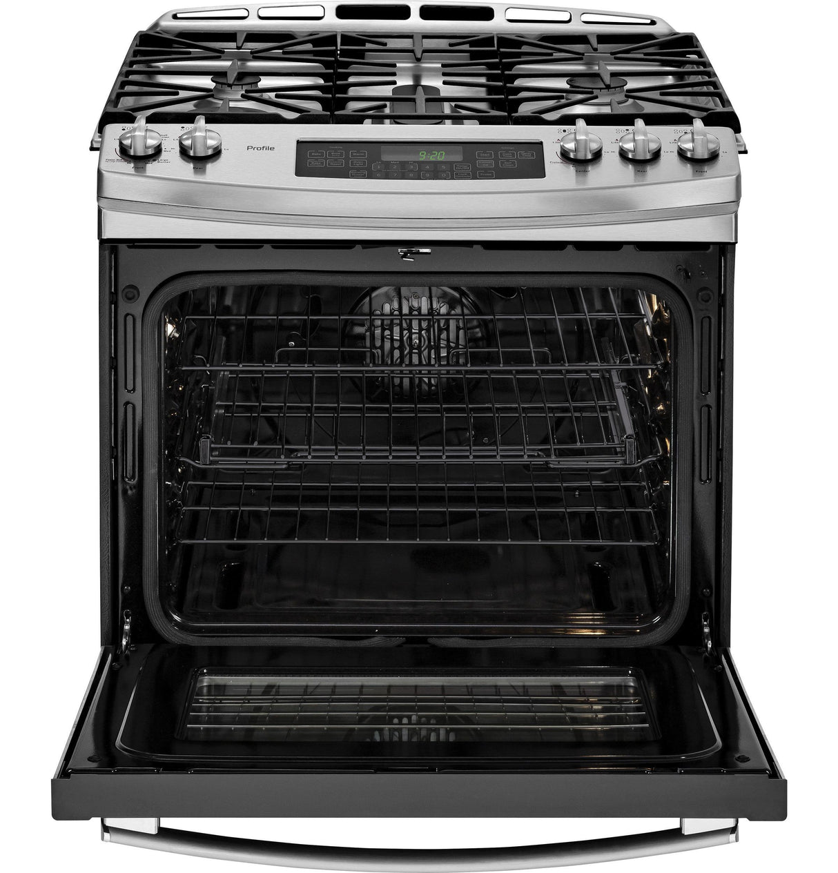 GE Profile™ Series 30" Slide-In Front Control Gas Range with Warming Drawer