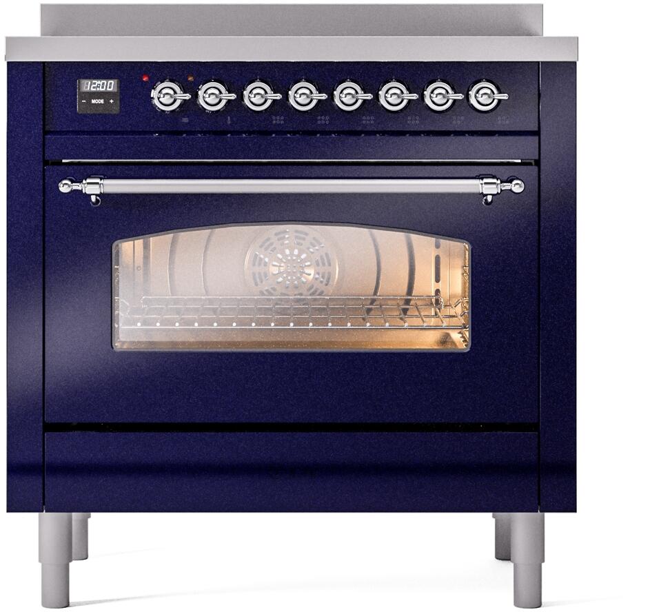 Nostalgie II 36 Inch Electric Freestanding Range in Blue with Chrome Trim