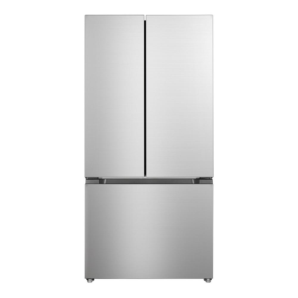 Verona VEFFD3316RISL 33 inch Freestanding French Door Refrigerator with 16.5 cu. ft. Capacity, Automatic Ice Maker, Recessed Handle