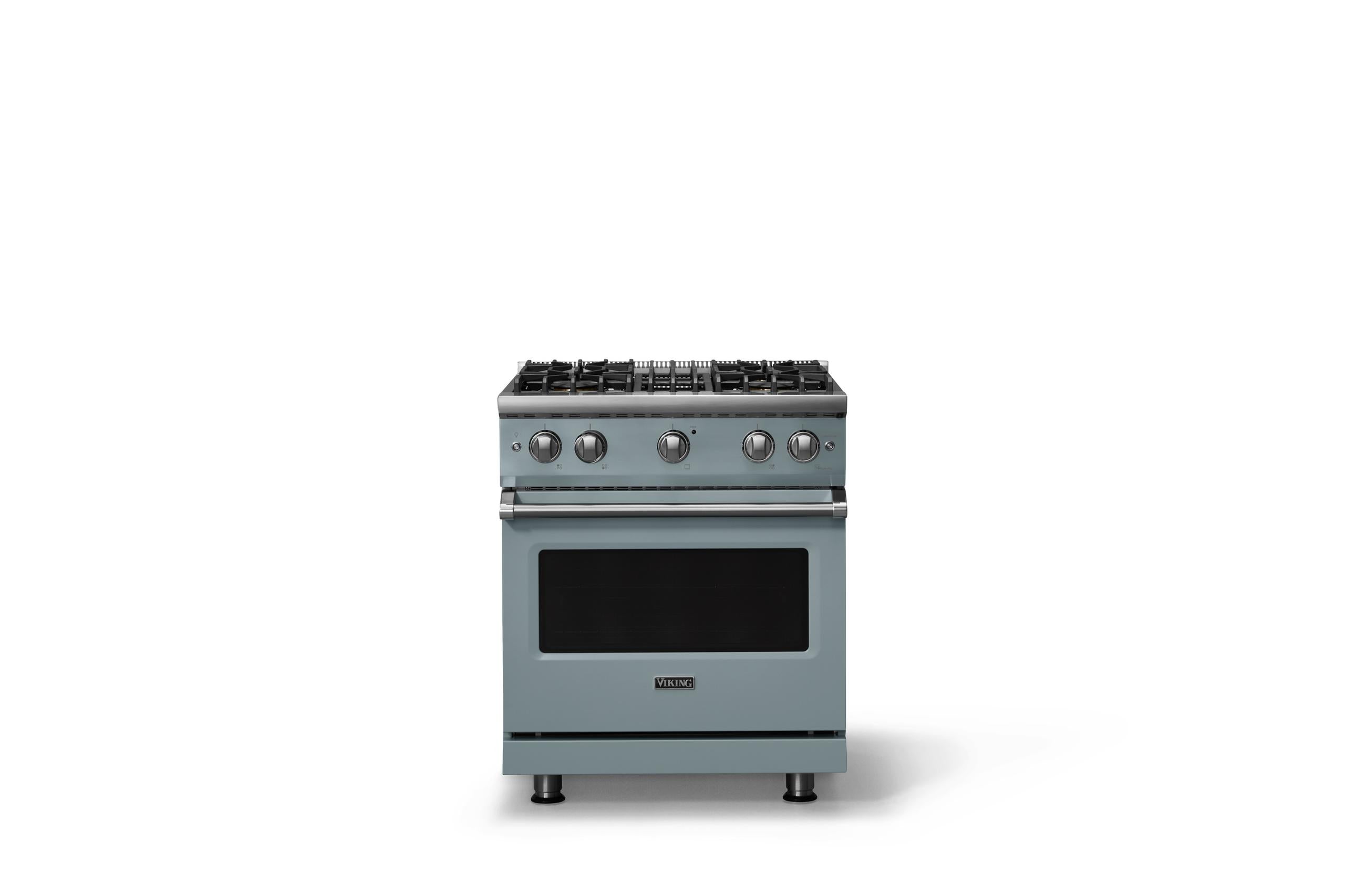 30"W. Sealed Burner Gas Range (Finish: November Sky, Trim: Polished Chrome, Fuel: Propane)