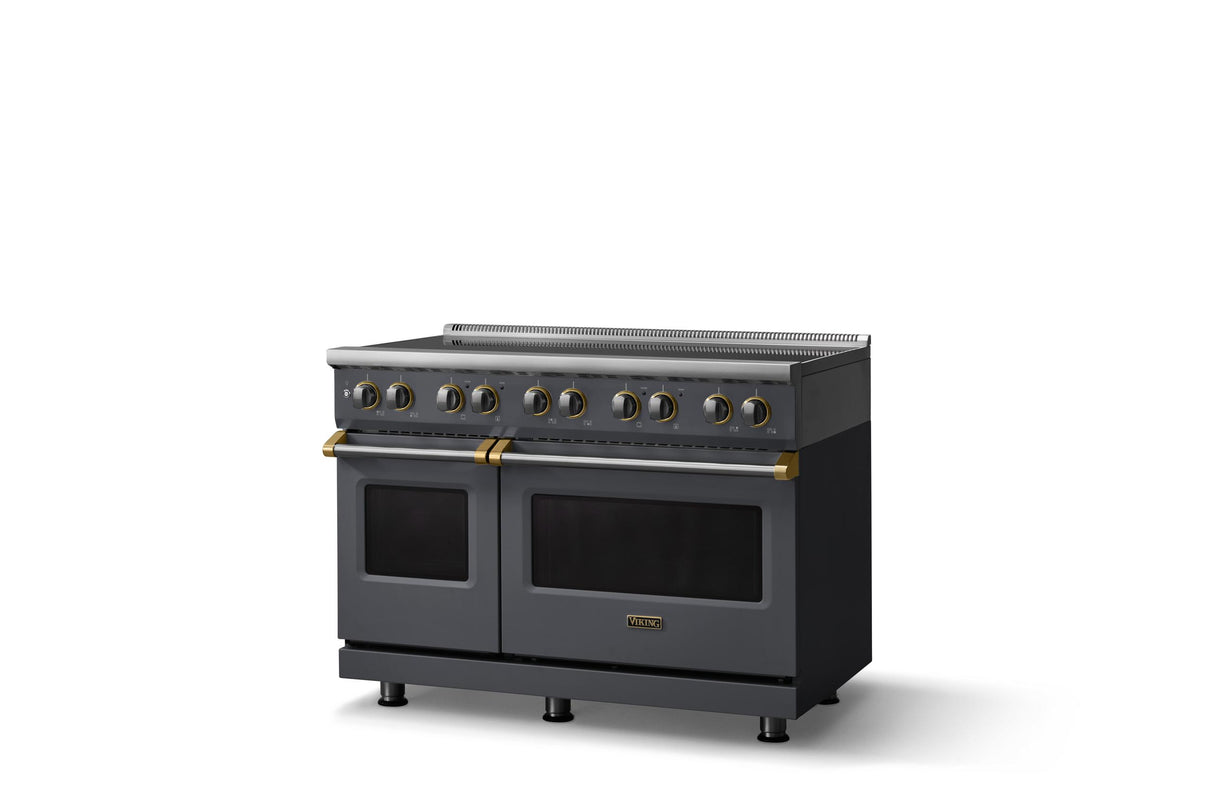 48"W. Induction Range (Finish: Cast Black, Trim: Brushed Brass)