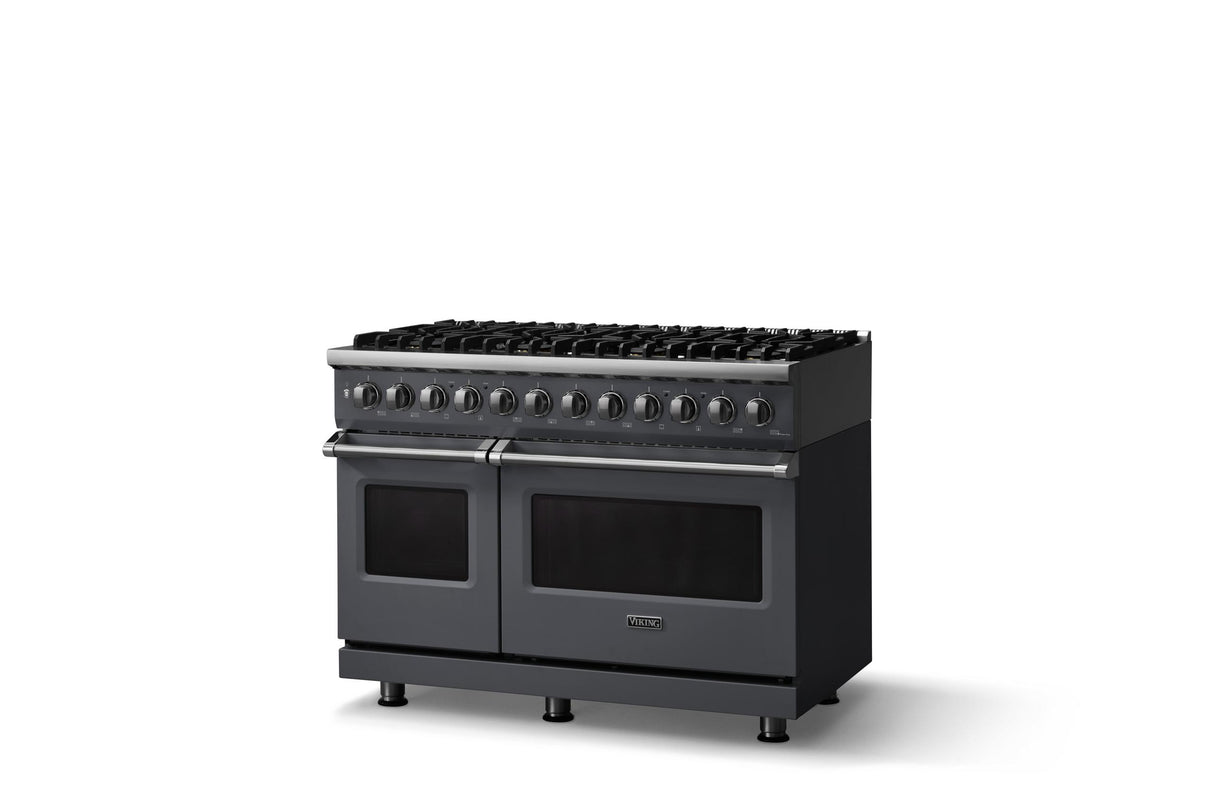 48"W. Dual Fuel Range (Burner: 8b, Finish: Cast Black, Trim: Polished Chrome, Fuel: Natural Gas)