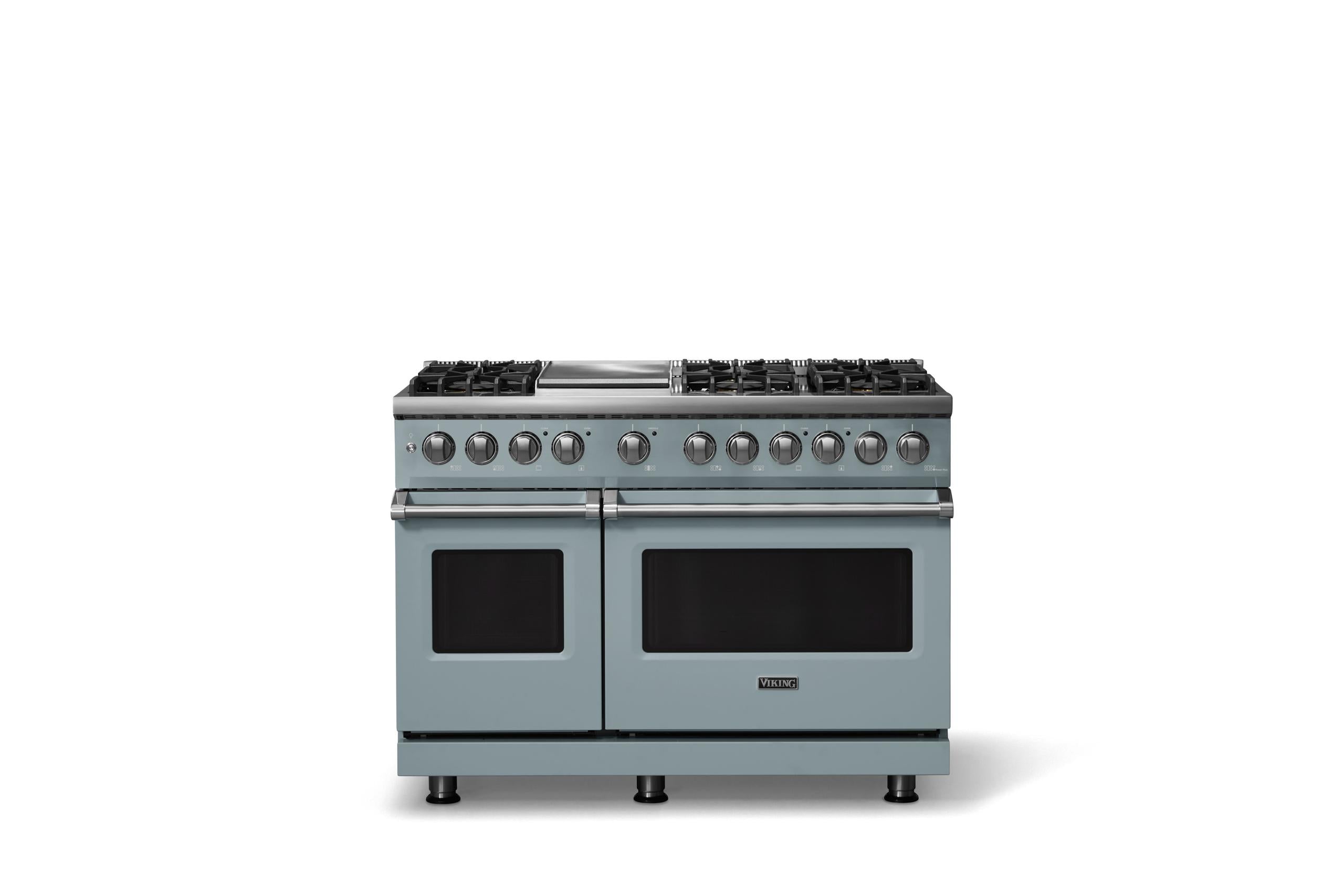 48"W. Dual Fuel Range (Burner: 6g, Finish: November Sky, Trim: Polished Chrome, Fuel: Propane)