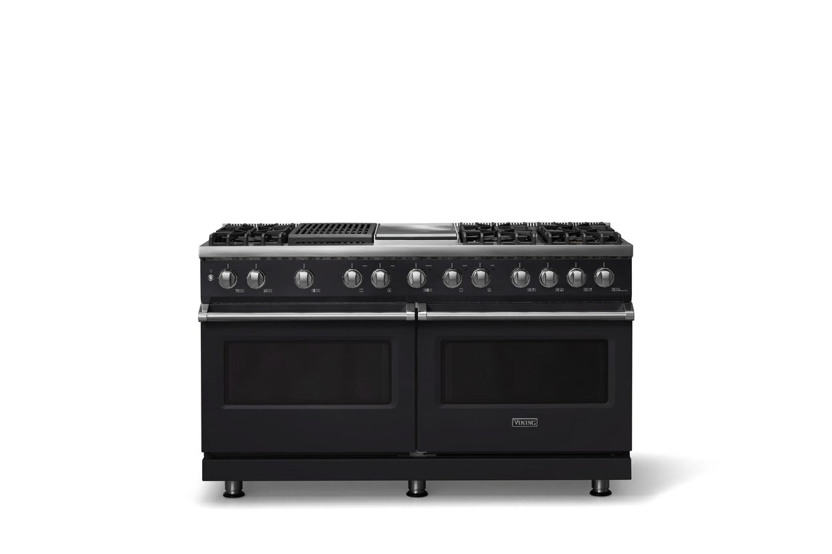 60"W.Dual Fuel Range (Finish: Onyx, Trim: Polished Chrome, Fuel: Propane)