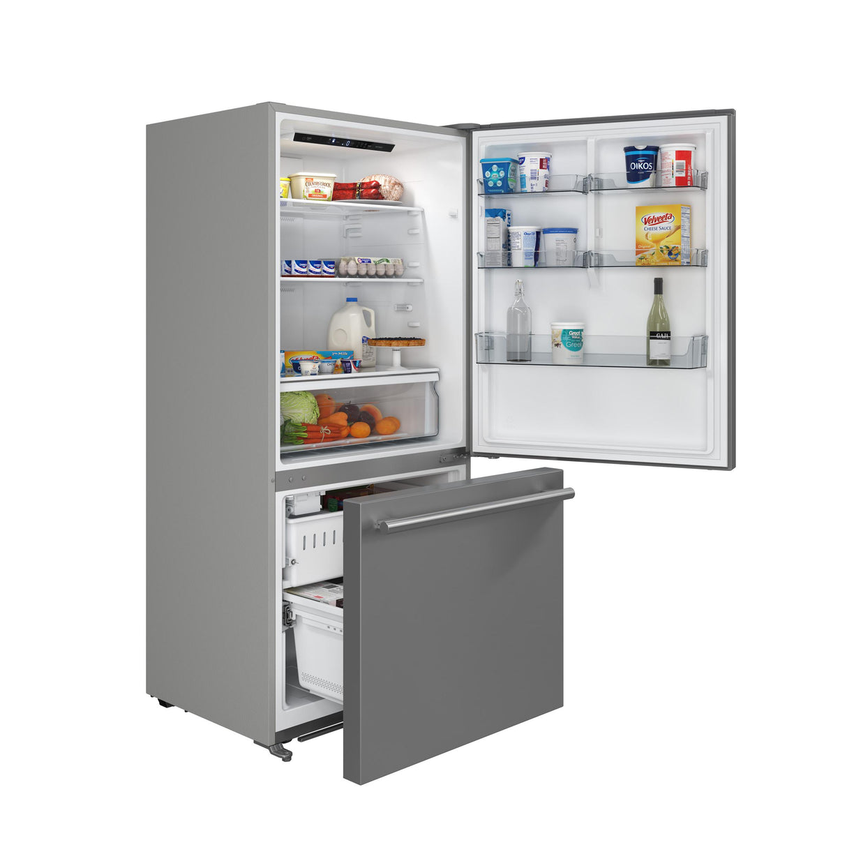 Forno Milano 2-Piece 62-Inch Freestanding Dual Bottom Freezer Refrigerator, Stainless Steel - 34.4 cu.ft, Touch Control, Ice Maker