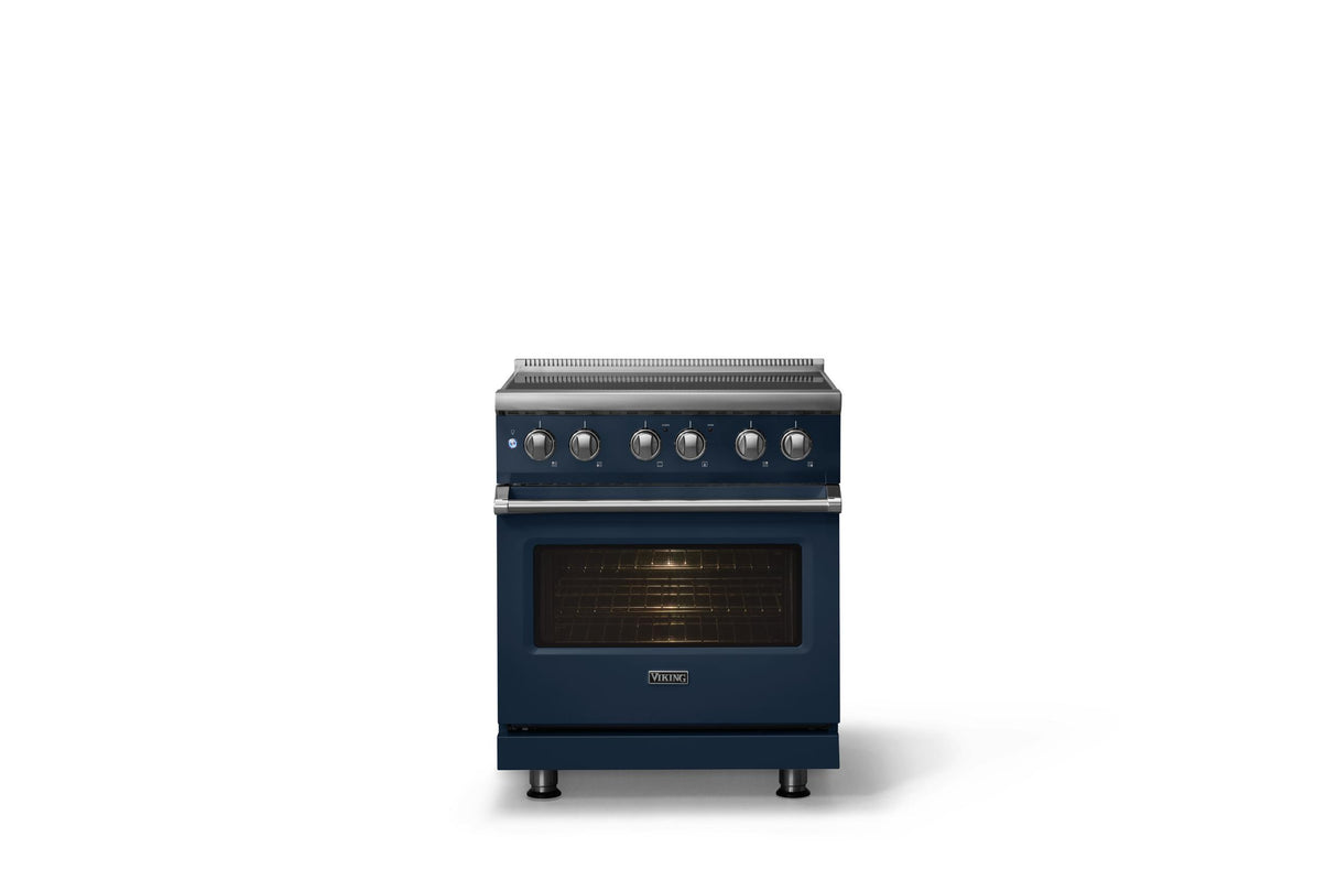 30"W. Induction Range (Finish: Slate Blue, Trim: Polished Chrome)