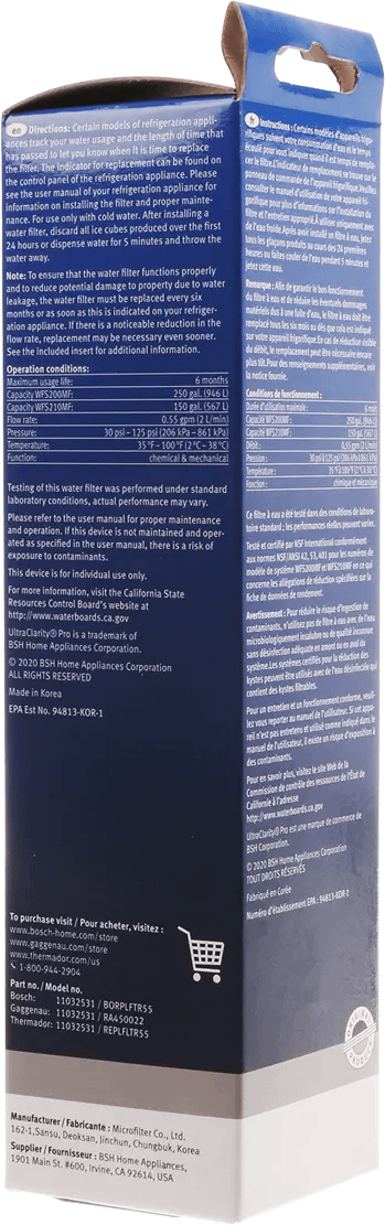 UltraClarity® Pro Water Filter BORPLFTR50, BORPLFTR55, RA450022, REPLFLTR55