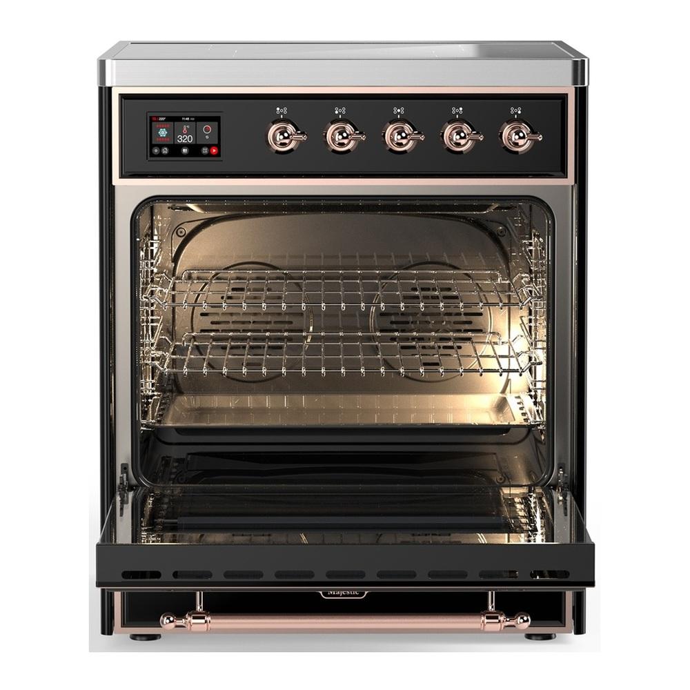 ILVE UMIB30NR3BKP Majestic III 30 inch Induction Range with 4 Elements, 4 cu. ft. Oven Capacity (Triple Glass Door, Glossy Black, Copper)