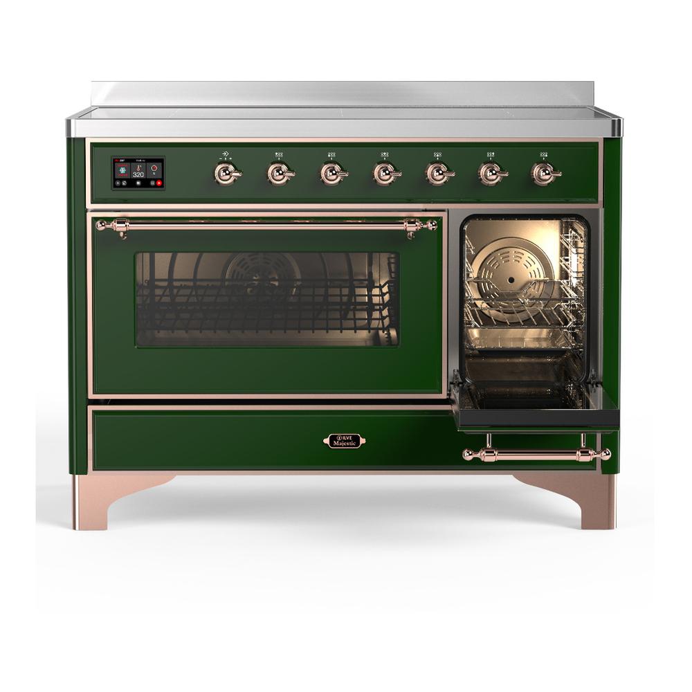 ILVE UMIB48NR3EGP Majestic III 48 inch Induction Range with 6 Elements, 5.02 cu. ft. Total Oven Capacity (Triple Glass Door, Emerald Green, Copper)