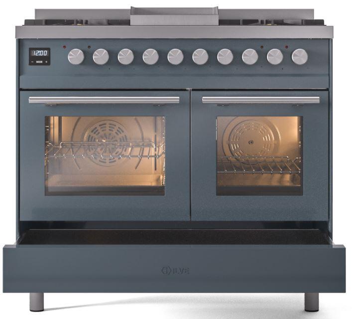 Professional Plus II 40 Inch Dual Fuel Natural Gas Freestanding Range in Blue Grey with Trim