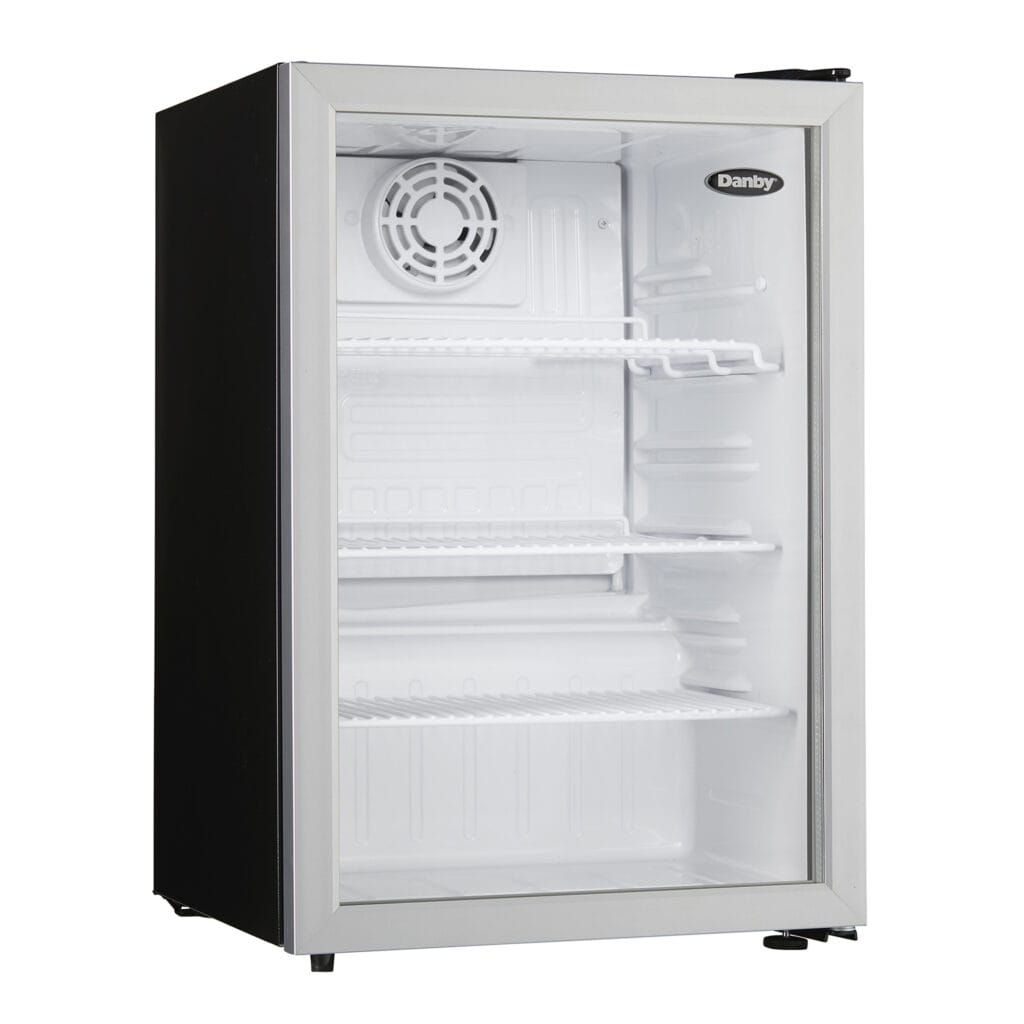 Danby 2.6 cu. ft. Compact Glass Door Fridge in Platinum