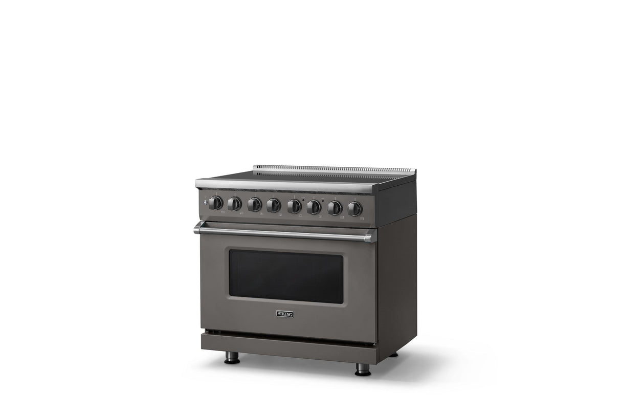 36"W. Induction Range (Finish: Damascus Gray, Trim: Polished Chrome)