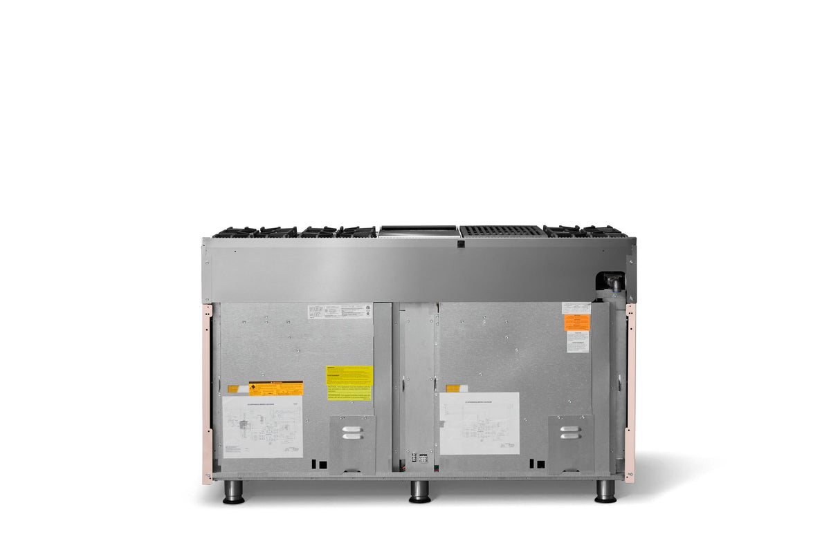 60"W.Dual Fuel Range (Finish: Blush, Trim: Brushed Brass, Fuel: Natural Gas)