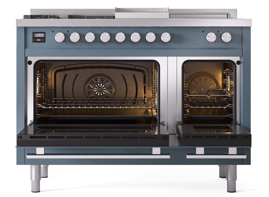 Professional Plus II 48 Inch Dual Fuel Liquid Propane Freestanding Range in Blue Grey with Trim