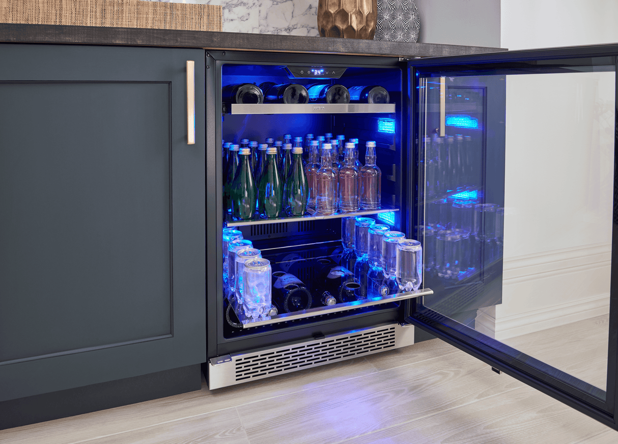 Presrv Beverage Cooler, 24in Under Cabinet, SS+Glass, Reverse Door, 1 Zone