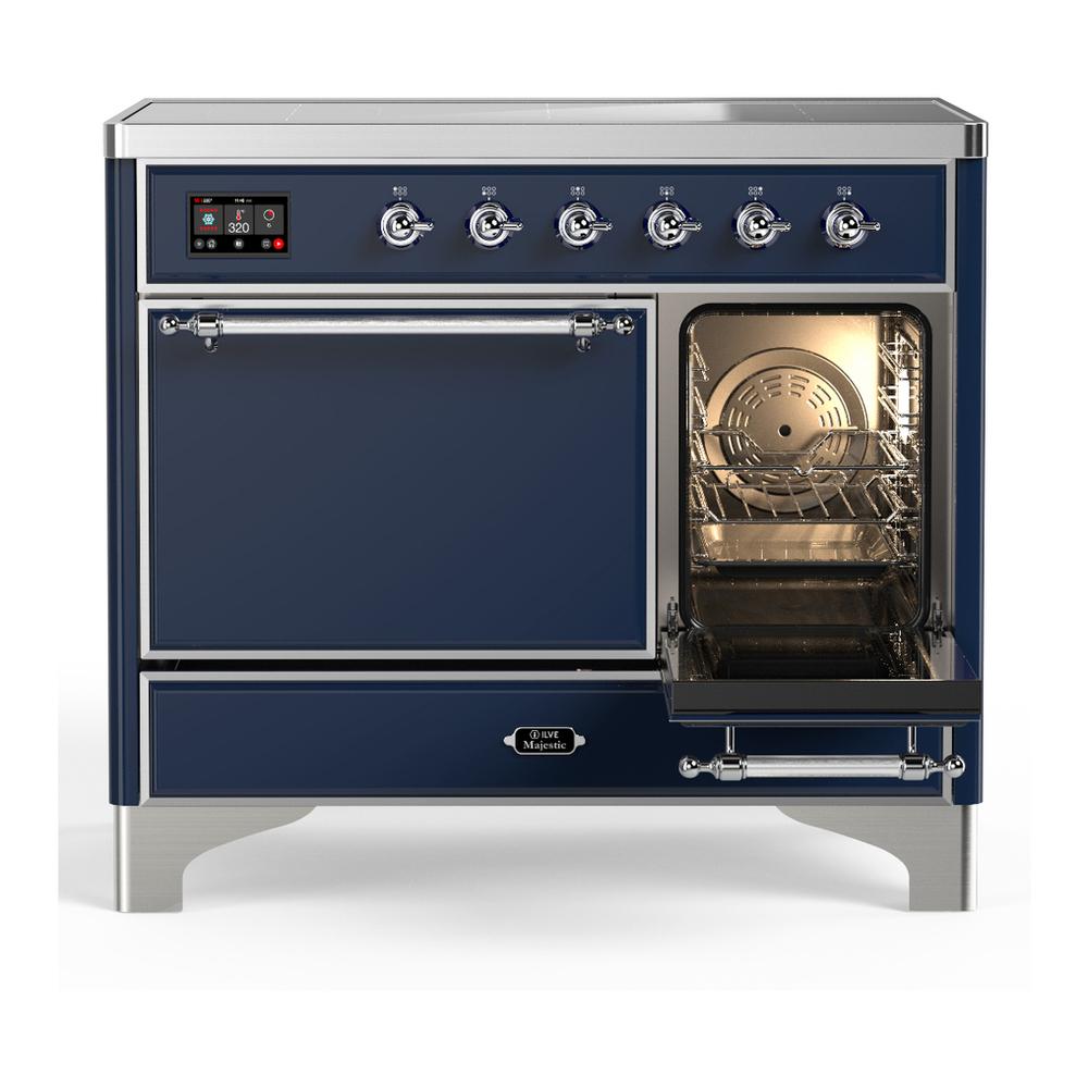 ILVE UMDIB40QNR3MBC Majestic III 40 inch Induction Range with 6 Elements, 3.82 cu. ft. Total Oven Capacity (Solid Door, Midnight Blue, Chrome)
