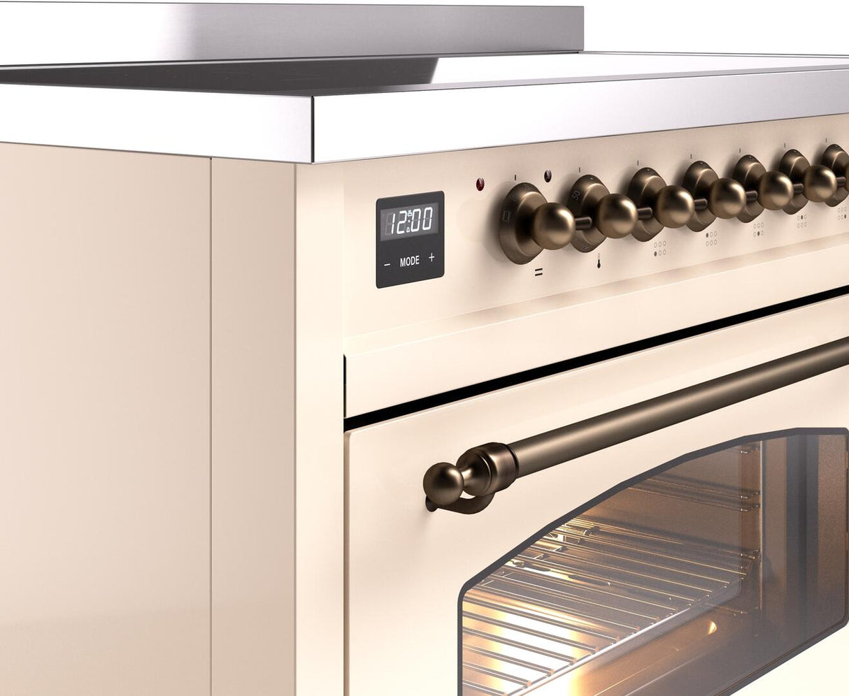 Nostalgie II 48 Inch Electric Freestanding Range in Antique White with Bronze Trim