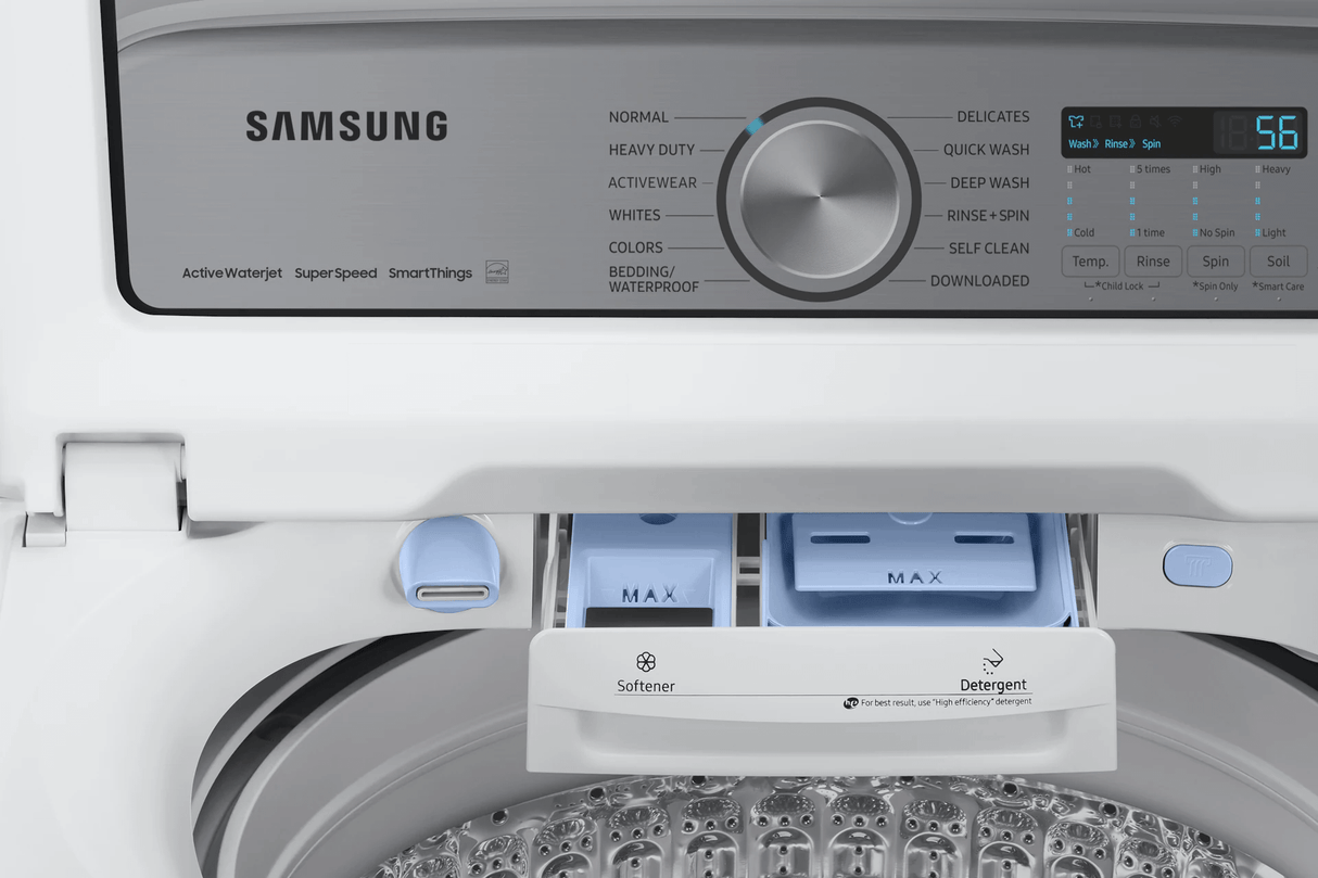 5.4 cu. ft. Extra-Large Capacity Smart Top Load Washer with ActiveWave™ Agitator and Super Speed Wash in White