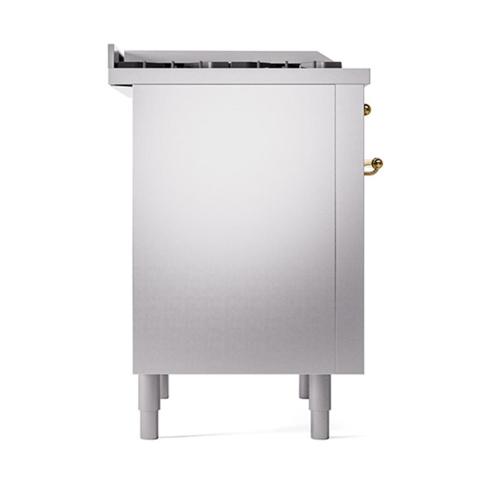 ILVE UN36FQNMPSSG Nostalgie II Noblesse 36 inch Dual Fuel Range (Natural Gas, Solid Door, Stainless Steel, Brass)