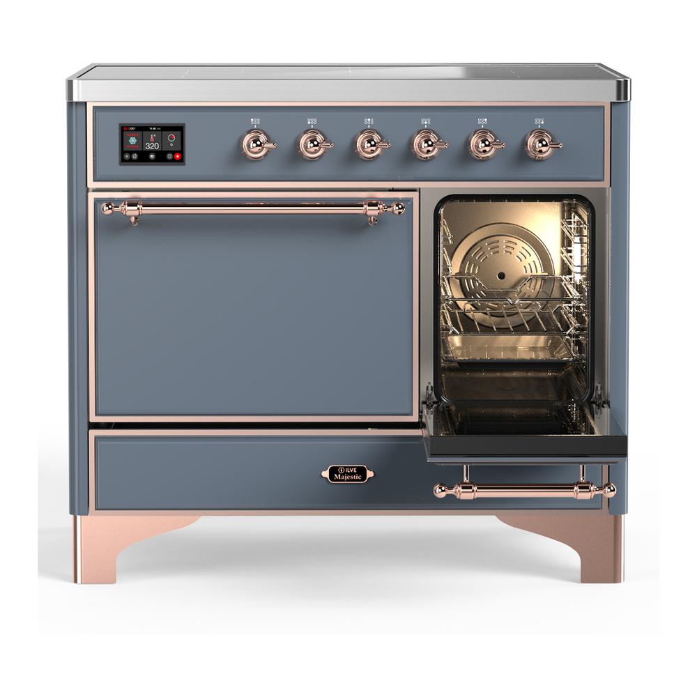 ILVE UMDIB40QNR3BGP Majestic III 40 inch Induction Range with 6 Elements, 3.82 cu. ft. Total Oven Capacity (Solid Door, Blue Grey, Copper)