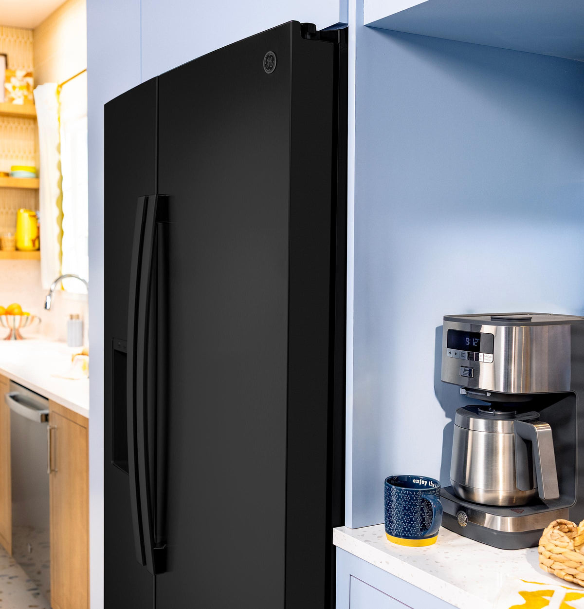 GE® 23.6 Cu. Ft. Counter-Depth Side-By-Side Refrigerator with Extra Tall Dispenser and In-Door Icemaker