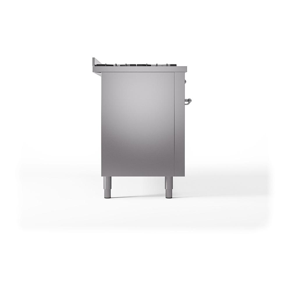 ILVE UN60FQNMPSSCLP Nostalgie II Noblesse 60 inch Dual Fuel Range (9 Sealed Burners + Griddle, Liquid Propane, Solid Door, Stainless Steel, Chrome)