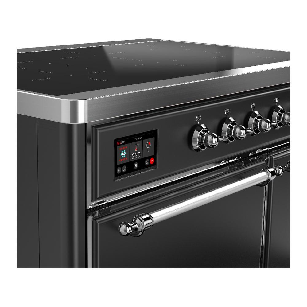 ILVE UMDIB40QNR3MGC Majestic III 40 inch Induction Range with 6 Elements, 3.82 cu. ft. Total Oven Capacity (Solid Door, Graphite Matte, Chrome)