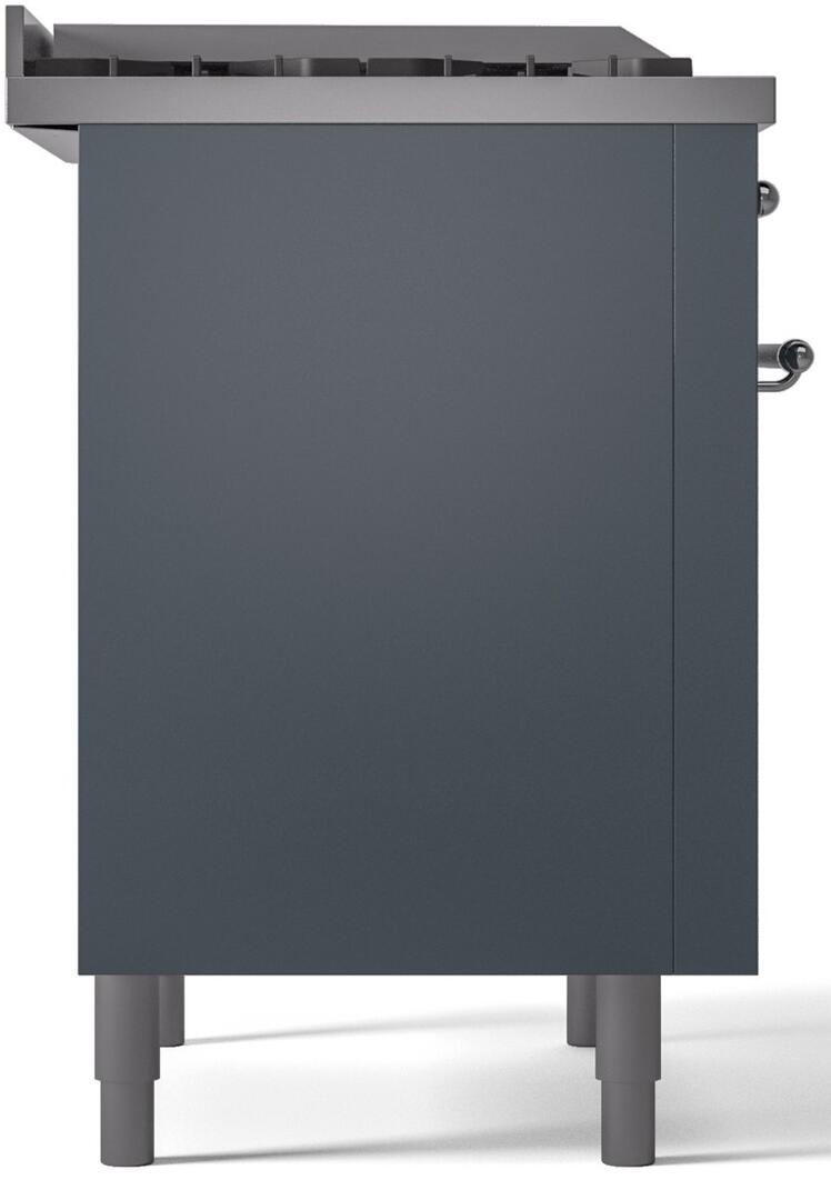 Nostalgie II 36 Inch Dual Fuel Natural Gas Freestanding Range in Blue Grey with Chrome Trim