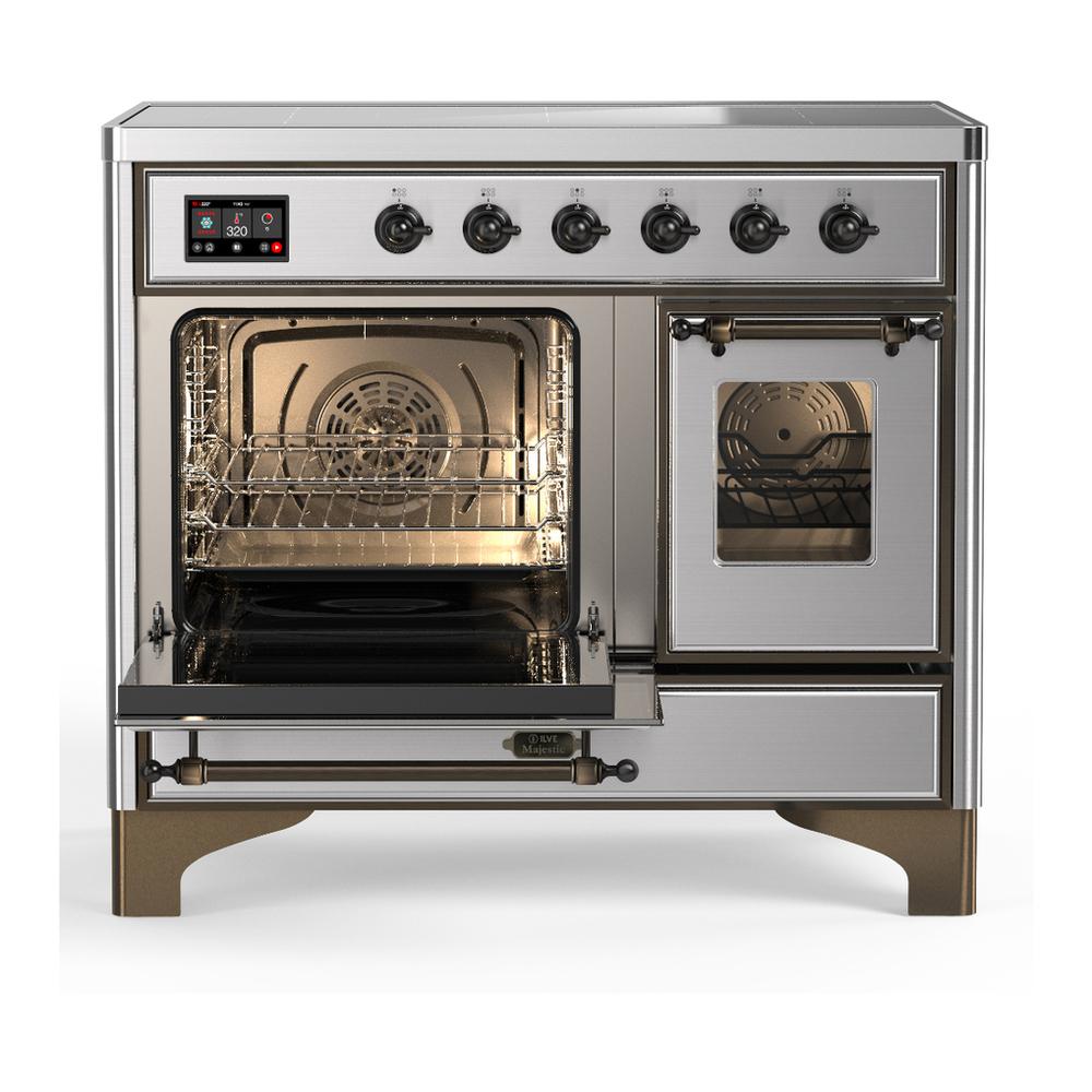 ILVE UMDIB40NR3SSB Majestic III 40 inch Induction Range with 6 Elements, 3.82 cu. ft. Total Oven Capacity (Triple Glass Door, Stainless Steel, Burnished)