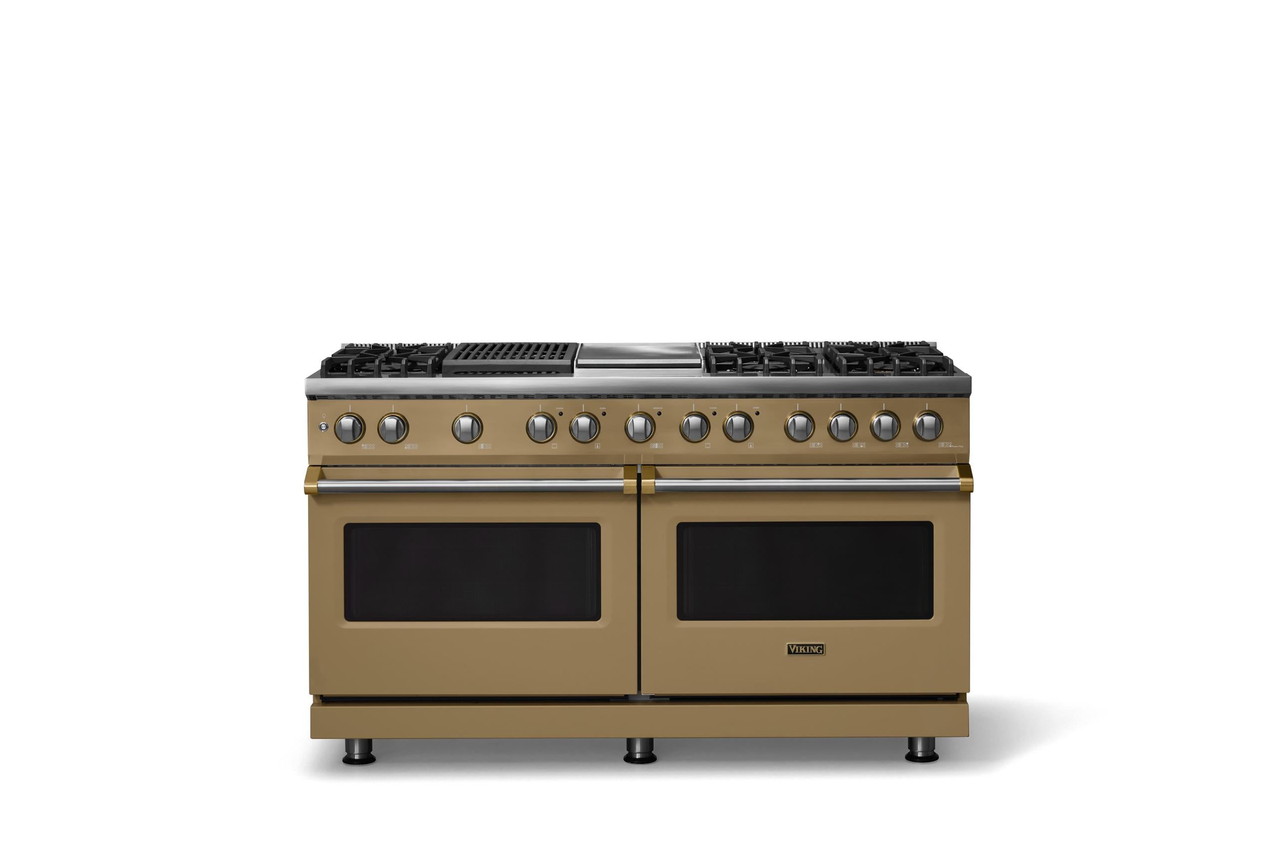 60"W.Dual Fuel Range (Finish: Golden Hour, Trim: Brushed Brass, Fuel: Propane)