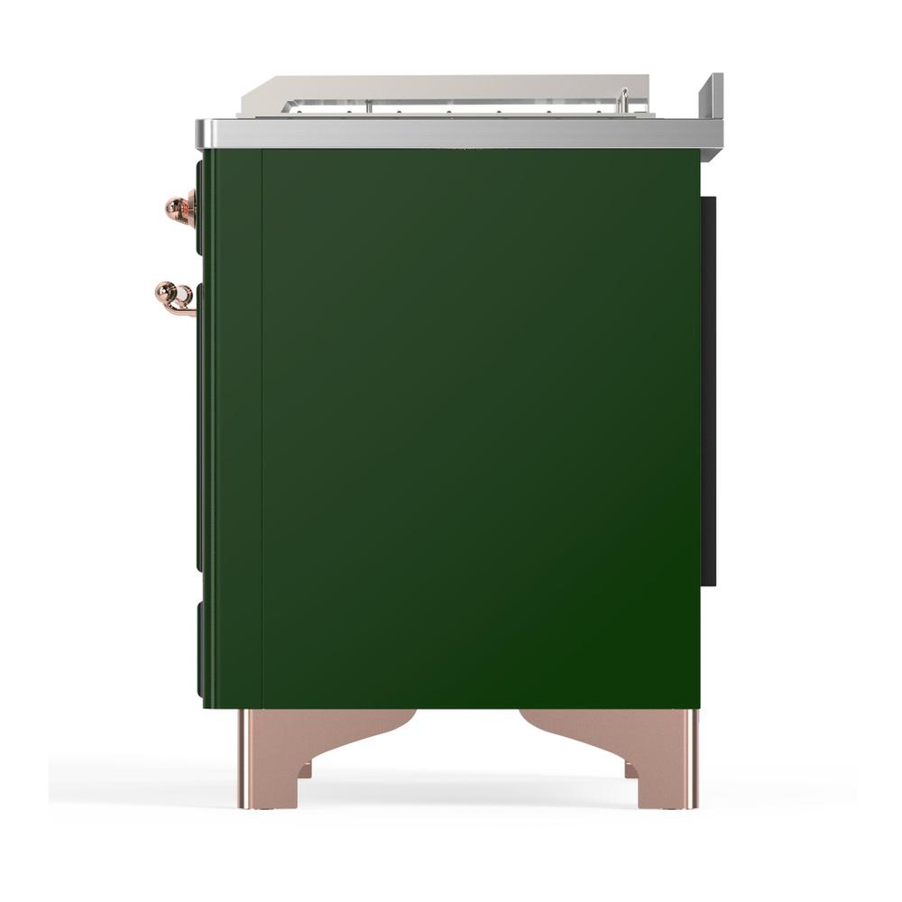 ILVE UM48FSQNR3EGP Majestic III 48 inch Dual Fuel Range with 5 Black Brass Burners, Griddle and French Top, Dual Function Burner up to 25,000 BTU (Natural Gas, Solid Door, Emerald Green, Copper)