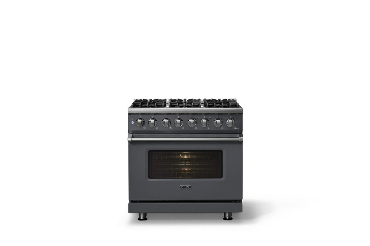 36"W. Dual Fuel Range (Burner: 6b, Finish: Cast Black, Trim: Polished Chrome, Fuel: Natural Gas)