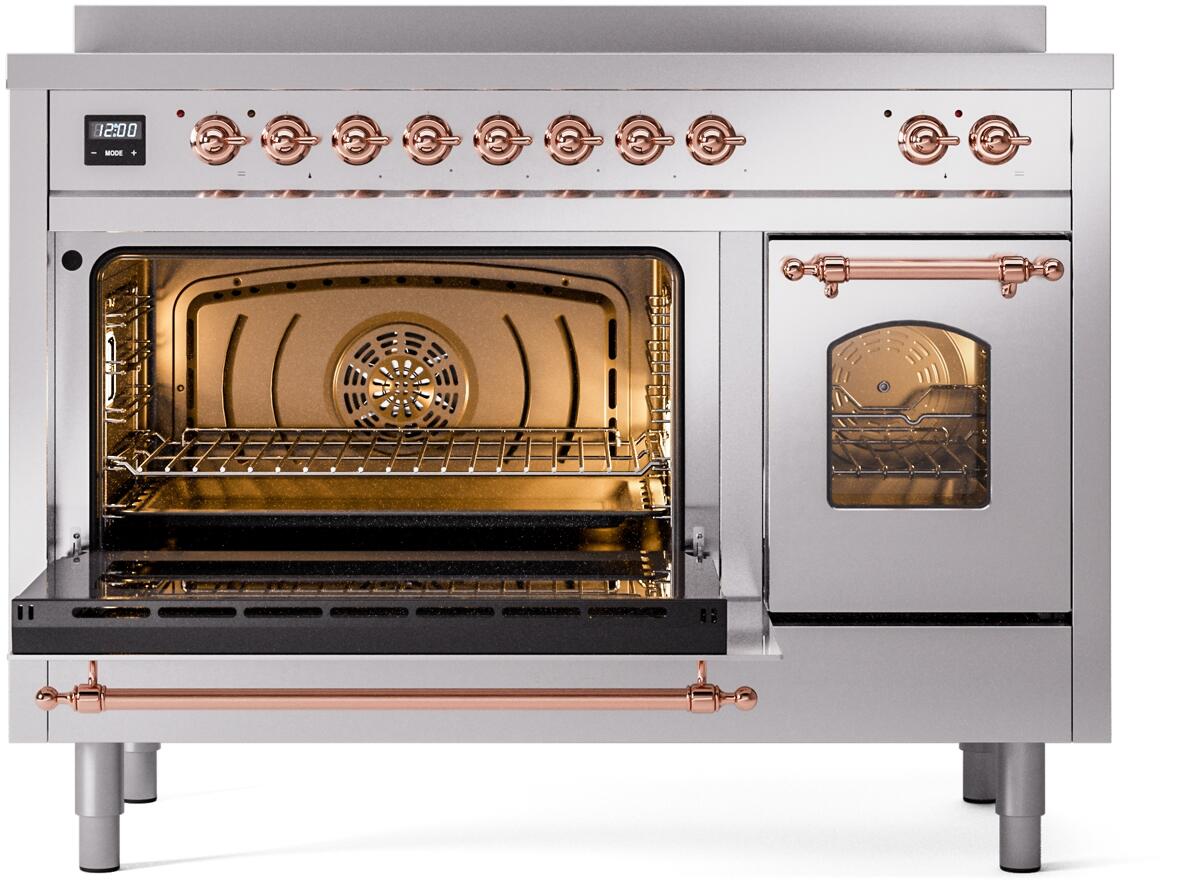 Nostalgie II 48 Inch Electric Freestanding Range in Stainless Steel with Copper Trim