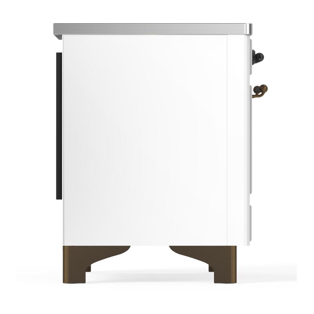 ILVE UMDIB40NR3WHB Majestic III 40 inch Induction Range with 6 Elements, 3.82 cu. ft. Total Oven Capacity (Triple Glass Door, White, Burnished)
