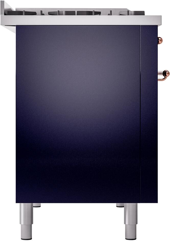 Nostalgie II 48 Inch Dual Fuel Liquid Propane Freestanding Range in Blue with Copper Trim