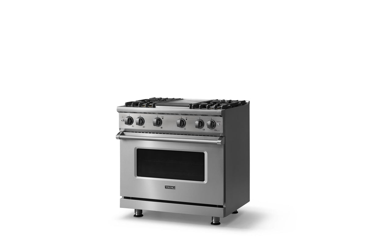 36"W. Sealed Burner Gas Range (Burner: 4g, Finish: Stainless Steel, Trim: Polished Chrome, Fuel: Natural Gas)
