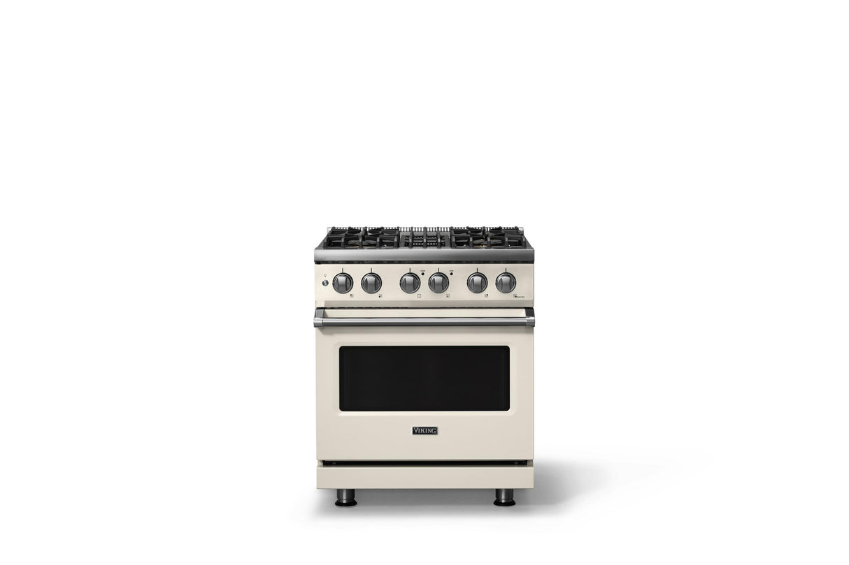 30"W. Dual Fuel Range (Finish: Pure White, Trim: Polished Chrome, Fuel: Propane)