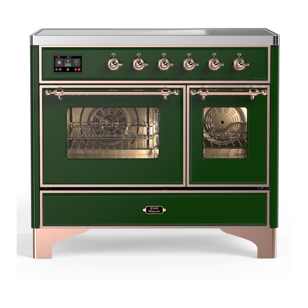 ILVE UMDIB40NR3EGP Majestic III 40 inch Induction Range with 6 Elements, 3.82 cu. ft. Total Oven Capacity (Triple Glass Door, Emerald Green, Copper)