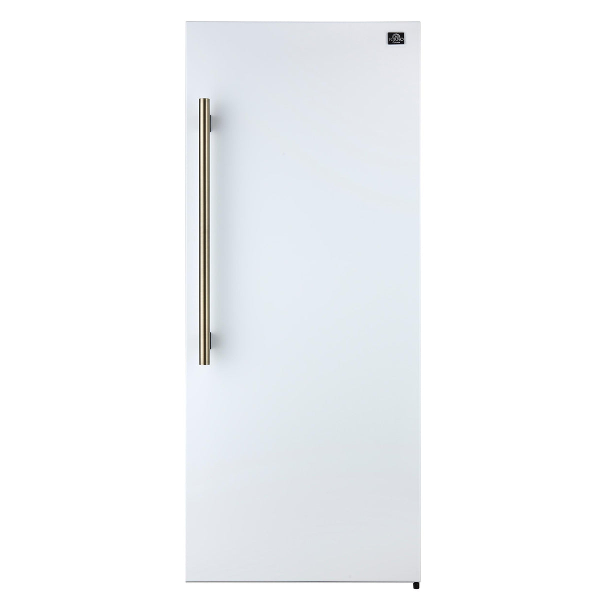 Forno Maderno 28-Inch Built-In Convertible Refrigerator in White with Antique Brass Handle, 13.6 cu.ft. Right Swing with Decorative Grill - 32-Inch Wide
