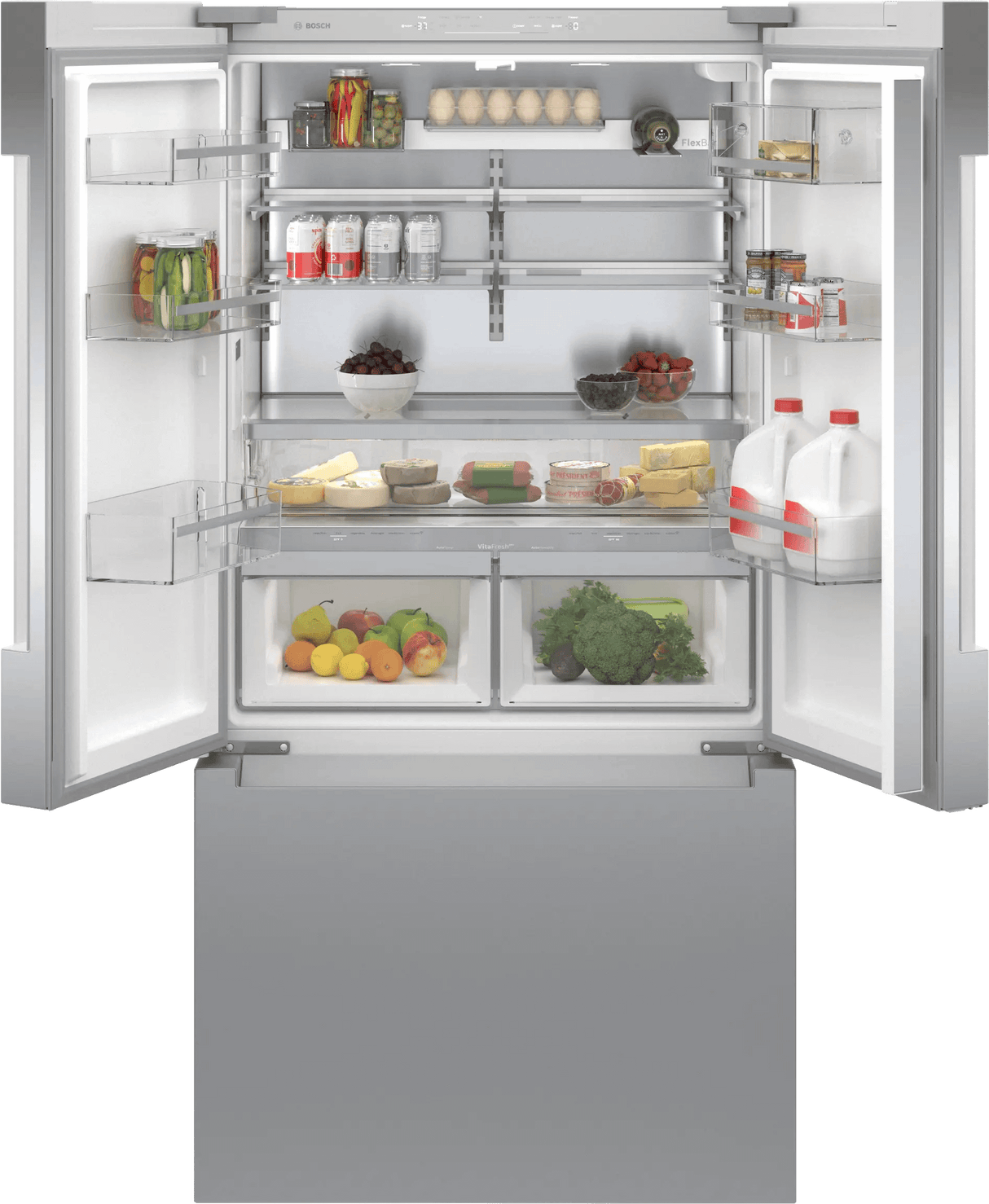 800 Series French Door Bottom Mount Refrigerator 36" Stainless steel (with anti-fingerprint), Total No Frost