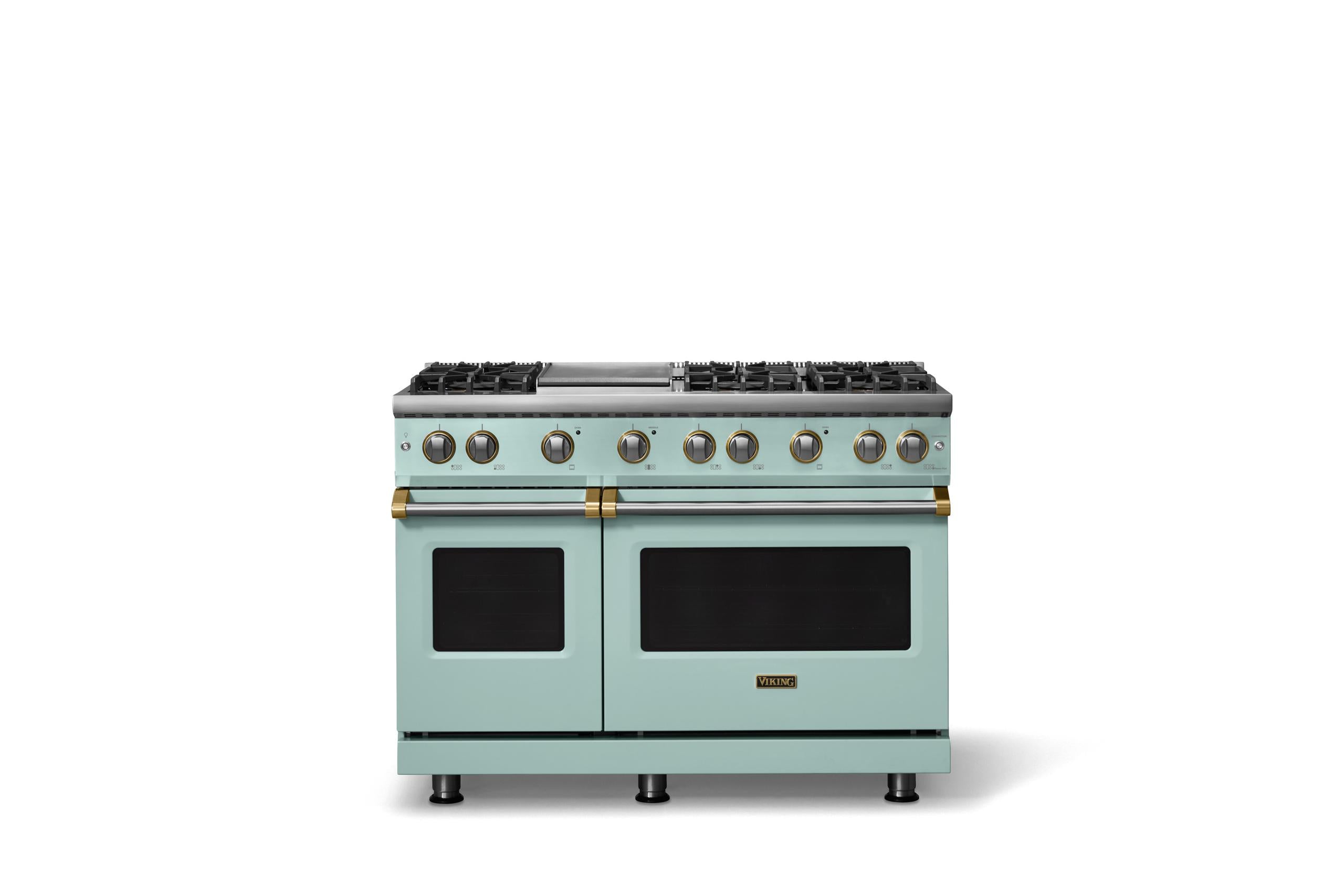 48"W. Sealed Burner Gas Range (Burner: 6g, Finish: Splash, Trim: Brushed Brass, Fuel: Natural Gas)