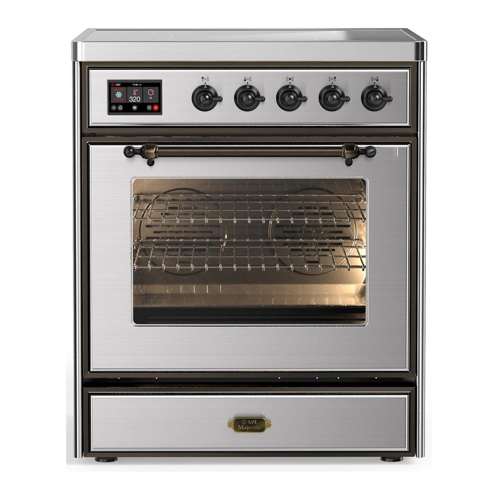 ILVE UMIB30NR3SSB Majestic III 30 inch Induction Range with 4 Elements, 4 cu. ft. Oven Capacity (Triple Glass Door, Stainless Steel, Burnished)