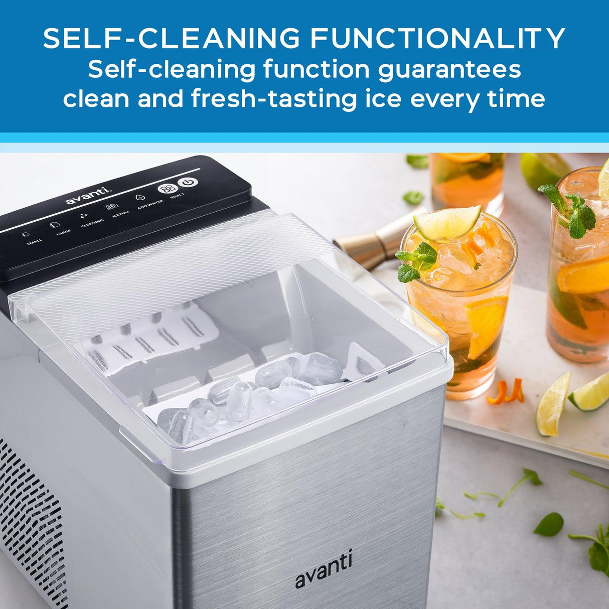 Avanti Speedy Ice Countertop Bullet Ice Maker - Stainless Steel / 5.82 cu. ft.