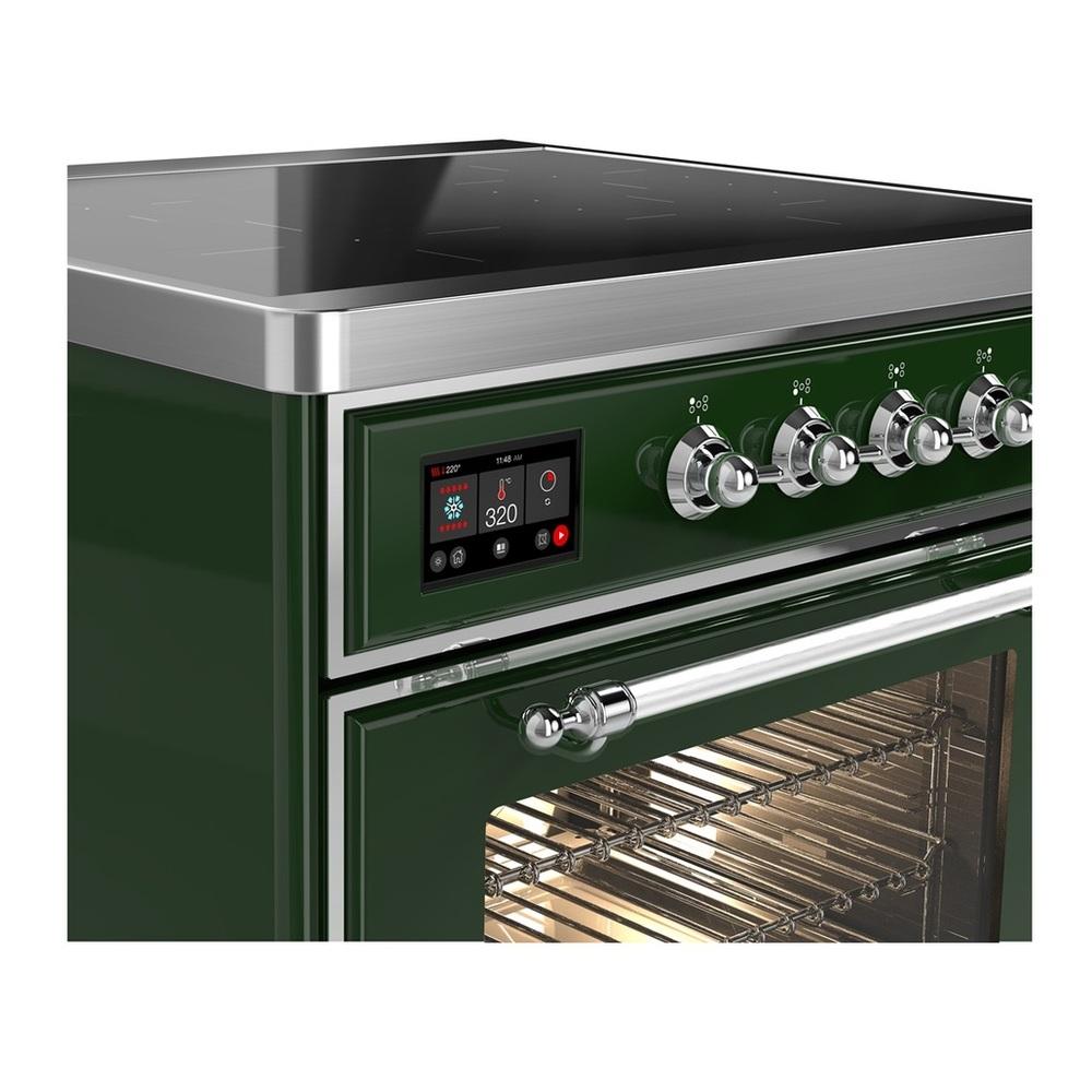 ILVE UMIB30NR3EGC Majestic III 30 inch Induction Range with 4 Elements, 4 cu. ft. Oven Capacity (Triple Glass Door, Emerald Green, Chrome)
