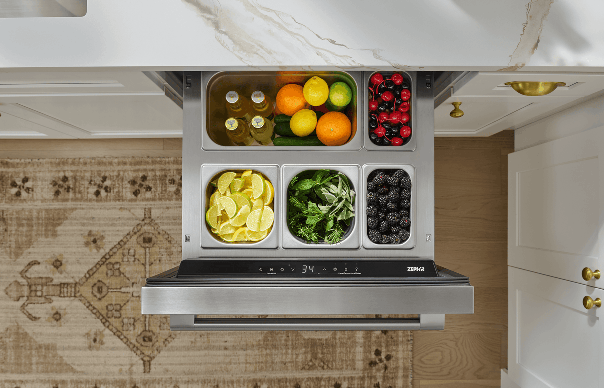 Presrv Refrigerator Drawers, 24in Compact, SS, 2 Zone