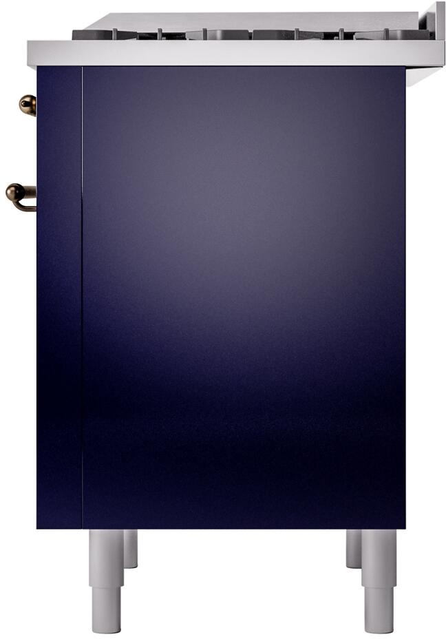 Nostalgie II 36 Inch Dual Fuel Liquid Propane Freestanding Range in Blue with Bronze Trim