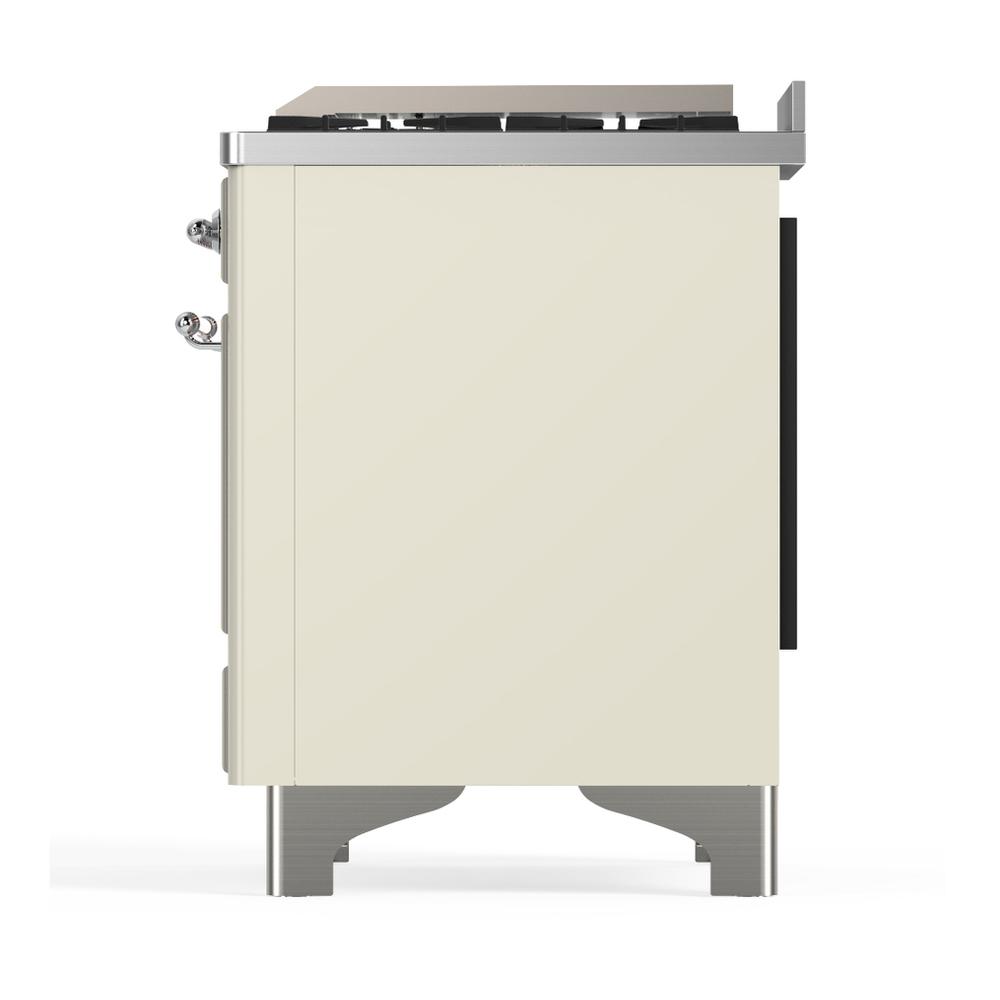 ILVE UM60FSNR3AWCLP Majestic III 60 inch Dual Fuel Range with 7 Burners, Griddle and French Top, Dual Function Burner with up to 25,000 BTU (Liquid Propane, Triple Glass Door, Antique White, Chrome)
