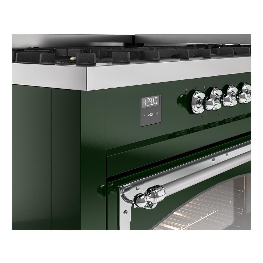 ILVE UN60FNMPEGC Nostalgie II Noblesse 60 inch Dual Fuel Range (9 Sealed Burners + Griddle, Natural Gas, Triple Glass Door, Emerald Green, Chrome)